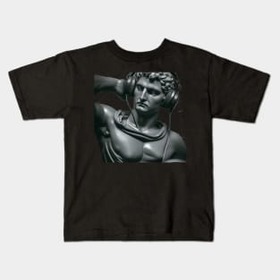 Statue with headphones listening to music Kids T-Shirt